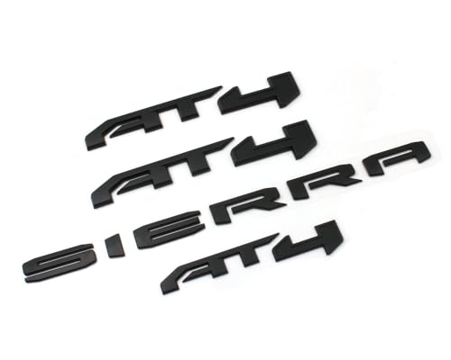 Image of 4PCS Matte Black AT4 Emblem Sierra Letters Compatible with 2019-2024 Sierra 1500 (Matte Black)
