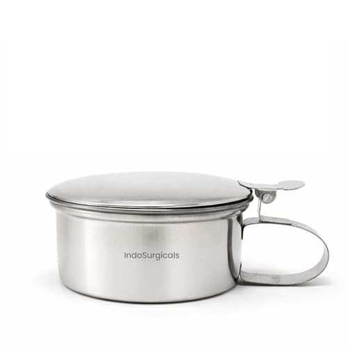 Image of IS IndoSurgicals Stainless Steel Sputum Mug with Cover, Heavy, 0.35 Liter (Pack of 5pcs)