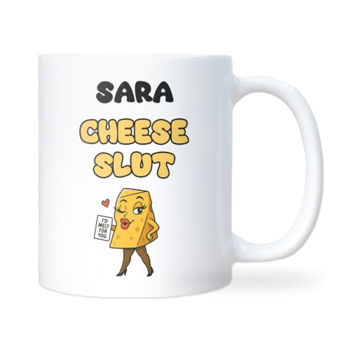 Confidently Quirky - Cheese Slut White Mug, Funny Cheese Lover Gift, Secret Santa Cheese Mug, Joke Gift for Daughter, Sister or Colleague