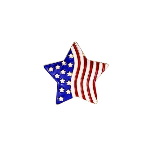 Image of American Flag Brooch Pin for Men Women Rhinestone Crystal Elephant Commemorates Brooch Pin American Independence Day Brooch for Men
