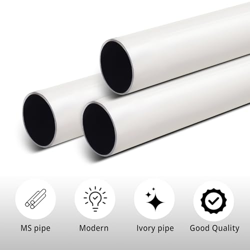 Image of FAPBADRI Curtain Rod /Pipe Heavy Quality Mild Steel for Home /office door, window, shower, 1 inch diameter (25mm), Color - Ivory, Length - 60 inches (5 feet), 3 Pipes