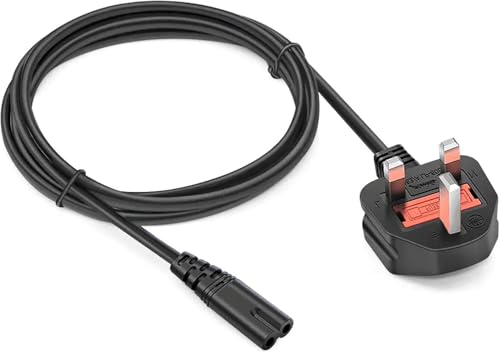 IndoTeam Figure 8 Power Lead 1.5m length C7 Power Cable with UK Plug (BS1363 to IEC 60320C7) - Power Cables 2 Pin 2 Pin TV Power Cable Mains Power Lead Fig 8 for TV Printer Hi-Fi Charger PS4 PS3