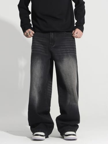 Men's Y2K Hip Hop Street Jeans Gothic Baggy Jeans Wide Leg Denim Pants4