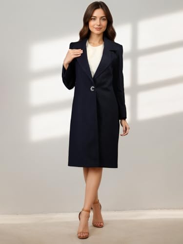 Image of CHKOKKO Women Chic Winter Coat Single Breasted | Knee Length Design with Buttoned Closure and Practical Front Side Pockets for Stylish and Comfortable Wear