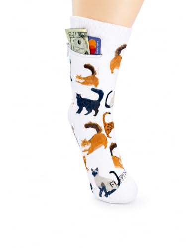 Image of Zipper Sock Wallet - Cotton & Polyester Zipper Socks with Pockets - Fits shoe size 6-13