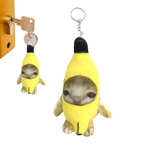Llavero de muñeco de peluche del gato de plátano triste de felpa kawaii