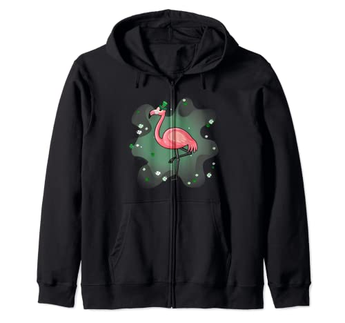 Flamingo irlandés Día de San Patricio Lucky St Pattys Sudadera con Capucha