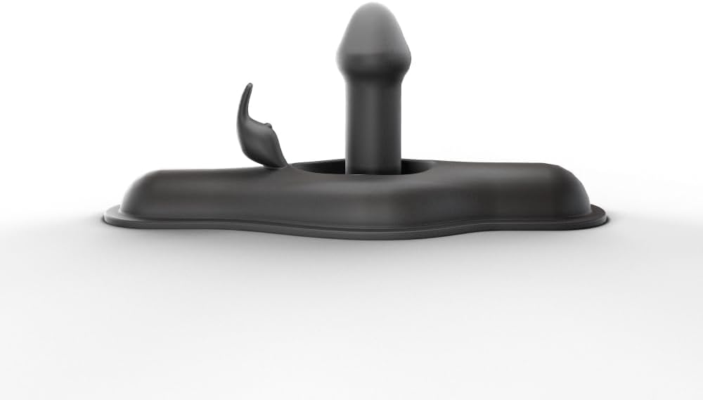 Motorbunny Fun Guy Premium Silicone Sex Machine Attachment, 3.5 inch G-Spot Dildo with Clitoral Stimulator, Body-Safe Material - Compatible with Motorbunny Buck Automatic Sex Toy Machine