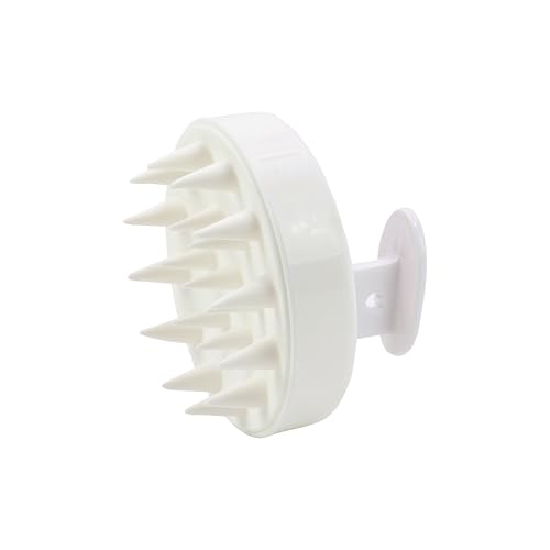 Image of NFI essentials Hair Comb Brush Head Scalp Massager Scrubber, Adults Children Thick /Thin Hair, Mold-Free Solid Silicone for Healthy Hair Growth Dry Scalp Dandruff (White)