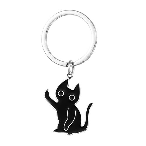 Xyvvol Funny Keyring,Metal Black Cat Keyring for Men Women,Cat Keychain Accessories for Men Women Gift for Cat Lover Birthday Christmas