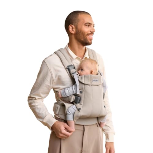 Image of BabyBjorn Baby Carrier Harmony, Woven melange, Light Beige | 3-in-1 Ergonomic Baby Carrier; Newborn, Facing-in, Outward-Facing, and Back Carrying Positions Supported (7-40 lbs), Newborn to Toddler