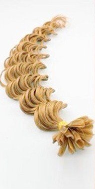 HOTstyle - 24 pulgadas (23.6 in) punta de uñasU punta de cabello humano preunido extensiones rizadas - rubio natural - 0.02 ozhebra