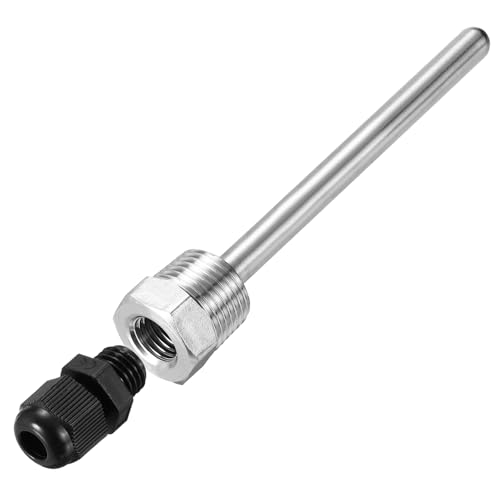 QUARKZMAN 8mm Durchmesser G1/2 Thermowell Schweißfrei Edelstahl 201 Mit Kabelverschraubung 150mm Länge Für Bierfermenter Schwarz