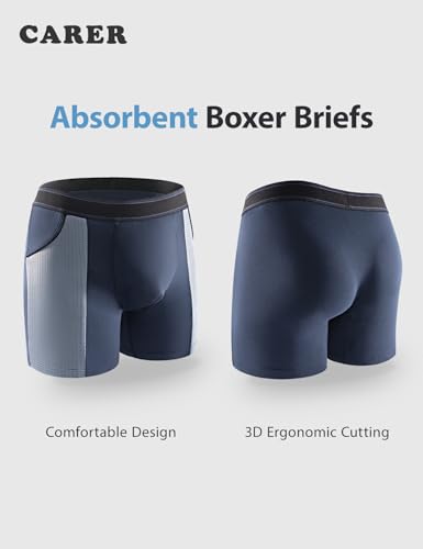 Carer Pack Da 2 Boxer Per Incontinenza In Bambù Leggeri E Traspiranti, Biancheria Intima Per Incontinenza Con Cuscinetto Assorbente Da 100 Ml Progettati Per Perdite Urinarie Blu Taglia Xxl - 2