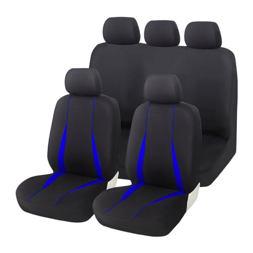 Adunsiaoto 9 Pièces Complet Housses De Siège Voiture, Siège Auto Respirant Antidérapant, Siège Accessoire Interieur Universelle Housses De Sièges pour Plupart des Voitures, Camionnettes(Bleu)