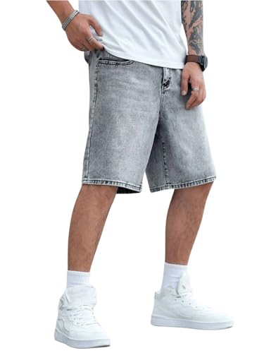 Image of GRECIILOOKS Denim Shorts for Men Stylish | Casual Knee Length Washed Jorts | Regular Fit Jeans Half Pant for Men with Distressed Design | Bermuda Mens Shorts for Summer Travel Streetwear