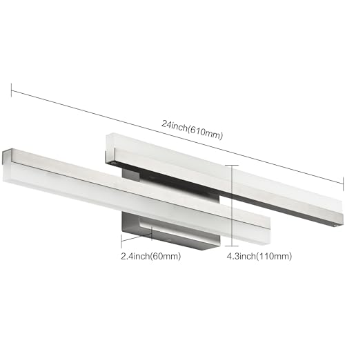 Image of PRESDE 24 Inch LED Vanity Light Brushed Nickel Bathroom Light Fixtures Over Mirror Modern Bath Lighting Bar 5CCT