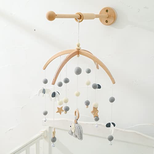 Wooden Mobile Arm Baby Mobile Hanger Screw Reinforced 21.6 Inch Crib Mobile Holder Wooden Mount Wall Bracket Baby Girl Nursery Decor (Without The Mobile) #TOP4