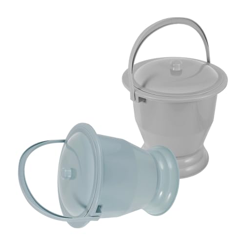 Beatifufu 2個 携帯用プラスチックスピットーン 蓋付きポータブル尿器 軽量コンパクト設計 清掃簡単 高齢者 障害者向け家用チャンバーポット