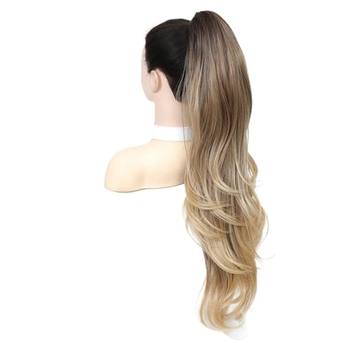 JIANBOHAIRS Przedłużenie końskiego ogona 61 cm z klipsem do pazurów dla kobiet, włosy pojedyncze, falowane, kręcone, falowane, przedłużenie końskiego ogona na co dzień (RT6-10-27)