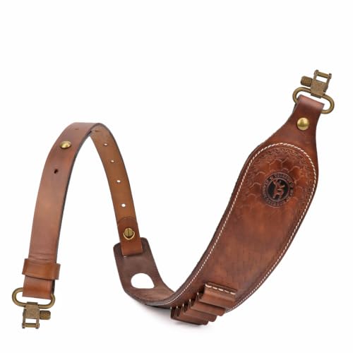 TOURBON Leather Ammo Holder Rifle Sling Adjustable Hunting Gun Strap