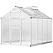 Outsunny Serre de Jardin Aluminium Polycarbonate 4,6 m² dim. 2,42L x 1,9l x 1,95H m Fondation Lucarne Porte loquet
