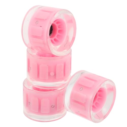 Roues de skateboard cruiser lumineuses rose en polyuréthane résistant pour longboard