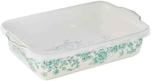 Green Rectangular Baker with Lid, 9.1" x 13.1" Dishwasher & Microwave Safe Ceramic Lasagna Pan with Handles for Baking for Lasagna, Thanksgiving & Christmas Gift