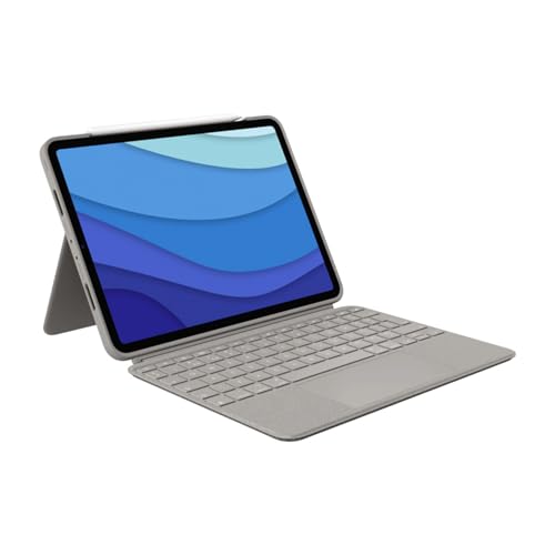 Logitech Combo Touch iPad Pro 11" (1ère, 2e, 3e, 4e génération – 2018, 2020, 2021, 2022) – Clavier rétroéclairé Amovible, pavé Tactile Click-Anywhere, Disposition QWERTY Anglais Britannique – Sable