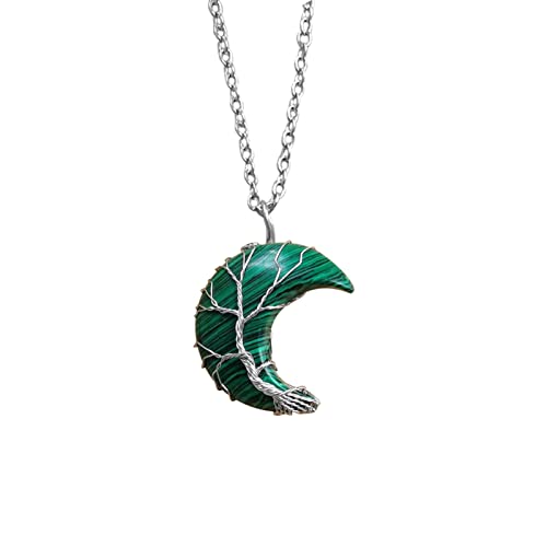Pendentif lune en pierre naturelle arbre de vie pour robe de mariée