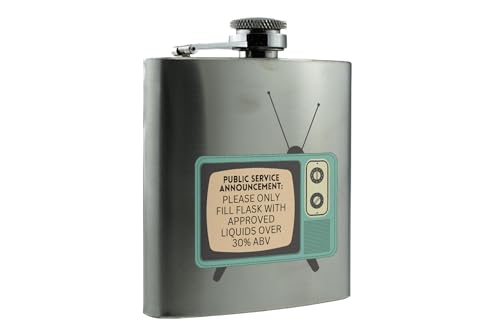 Vintage TV PSA Stainless Steel Hip Flask - Quirky Alcohol Warning Design (hip-ds23-publicservicerg)