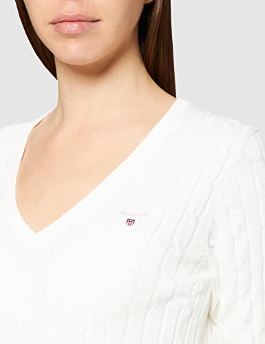 Gant Stretch Cotton Cable V-Neck Felpa Donna