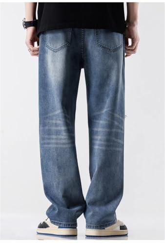 Men Vintage Jeans Street Ripped Hip Hop Hole Trousers Casual Straight Denim Pants2