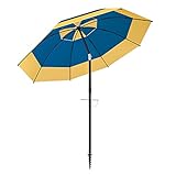 MILLETER Beach Umbrella, UV 50+ Outdoor Portable Sunshade Umbrella with Sand Anchor, Push Button...