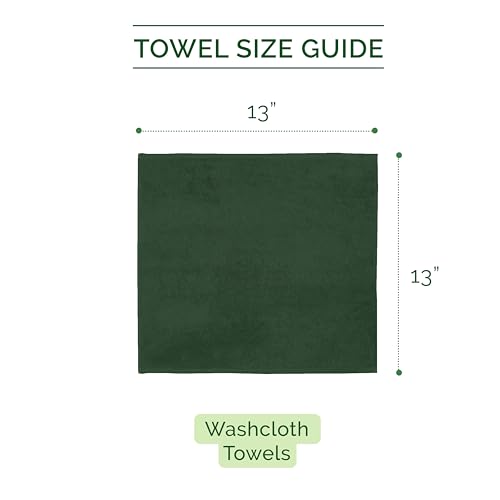 Image of Elegant Comfort 100% Turkish Cotton Corduroy Ribbed Luxury Washcloths 6 Pack Soft 13 x 13 Inch - Higly Absorbent, Durable, Quick Dry, Spa Premium Hotel Quality for Bathroom or Travel, Hunter Green