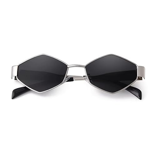 Image of Dervin Fashionable Retro Hexagonal Sunglasses for Women & Men | Trendy, Stylish & Classic 90s Vintage Style | UV400 Protection & Durable Metal Frame