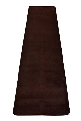 Rugstylesonline Comfy Solid Color Runner Area Rug 26 Inch Wide X Your Choice Length In 3 Color Options Slip Skid Resistant Rubber Back (Brown, 2'2"X10') #TOP1