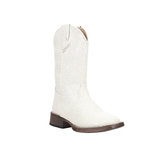 ROPER Kids Girls Galore Glitter Square Toe Casual Boots Mid Calf - White - Size 9 M2
