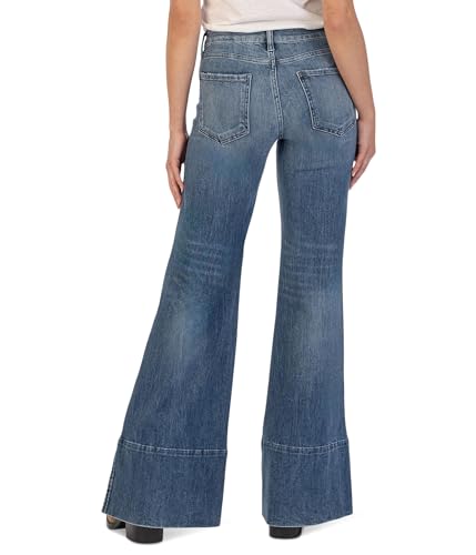 KUT from the Kloth Women's Goldie Mid Rise Super Flare-Wide Hem W/Slit in Continued2