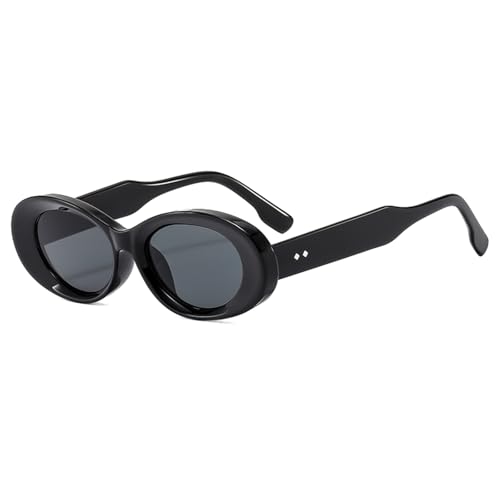 VIA LEECA Retro Oval Sunglasses for Women Men，90s Designer Trendy UV400 Protection Shades