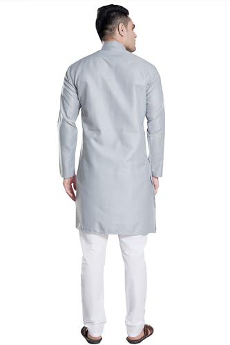 Image of DIVISIVE Men's Plain Cotton Blend Linen Slim Fit Kurta Pyjama Set