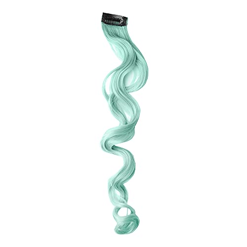 Stasia Street 20-Inch Curly Clip-On Strands Korean Synthetic Breatheable Hair Extensions for Women Natural Looking Instant Style, Volume & Length - Tibetan Turquoise