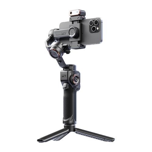 Hohem iSteady M7 Gimbal Stabilizer for Smartphone, 3-Axis Phone Gimbal, Gimbal Stabilizer for iPhone & Android, AI Tracking Sensor with Fill Light, 1.4" Detachable Touchscreen Remote Control by Hohem - Image 4
