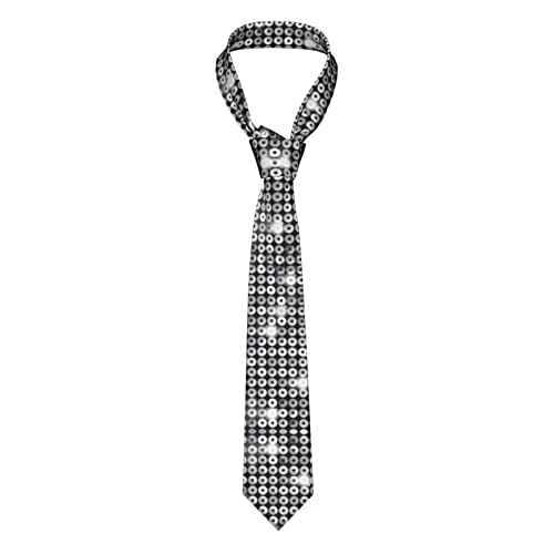 DMORJ Herren-Krawatten mit silberfarbenem Pailletten, glitzernd, lang, 144 x 7,9 cm, schmale Krawatte, lustig, langlebig, für Schule, Hochzeiten, Party-Geschenk., Schwarz , Einheitsgröße