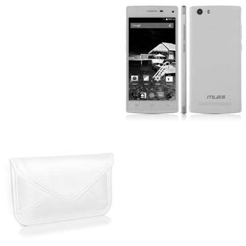 BoxWave Case Compatible with Mlais M9 - Elite Leather Messenger Pouch, Synthetic Leather Cover Case Envelope Design - Ivory White