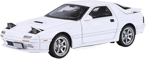 Image of 1:32 Mazda RX-7 Diecast Metal Car Model, Pull Back Toy Car with Openable Doors, Sound & Light Effects, Alloy Vehicle for Kids Boys Girls & Collectors (White)