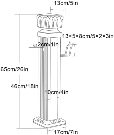 ZR98US Aluminum Outdoor Water Column Faucet, Retro Courtyard Fountain with Lock and Carved Foot Cover for Car Wash and Watering