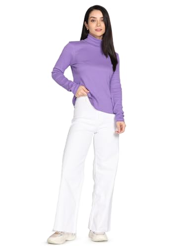 Image of TWIN BIRDS Women Cotton Turtle Neck Ribbed Tee | Full Sleeve Winter Top