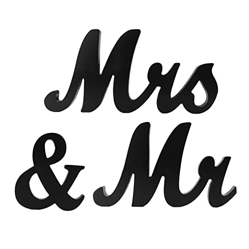 Señal de Mr. y Mrs. Letras de madera para decoración del alfabeto, diseño único, letras decorativas independientes, decoración elegante para el hogar de boda
