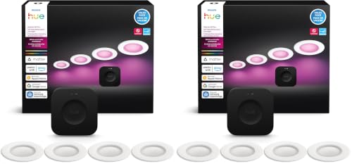 Image of Philips Hue Starter Kit: Hue Bridge Pro & 4 Retrofit LED Recessed Downlights 5 /6-inch, White & Color Ambiance, Dimmable, Smart Light Hub, Works with Voice, Alexa, Apple and Samsung SmartThings
